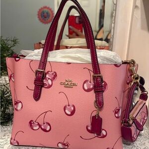 Coach Pink Cherry Print Tote Bag